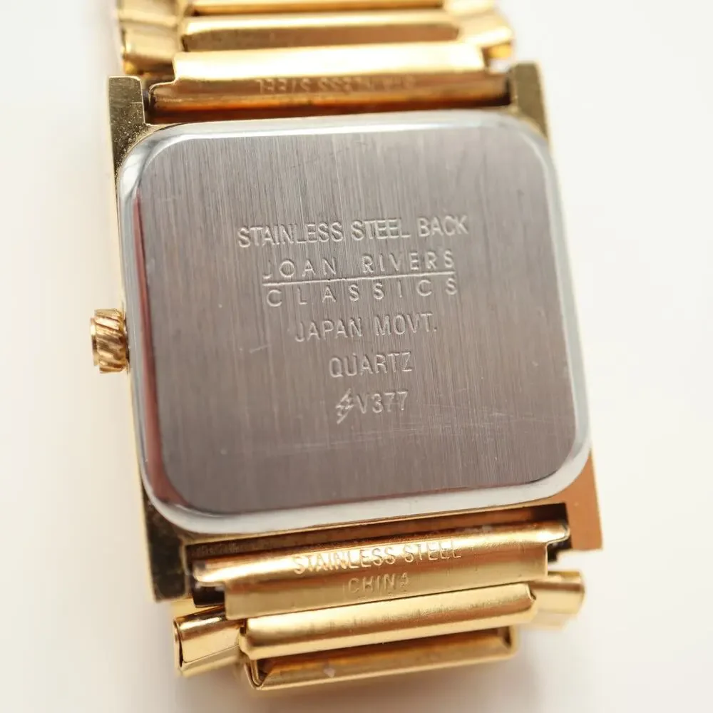 Joan Rivers Classic Womens Gold Tone 25mm Watch Expansion Band w New Battery
